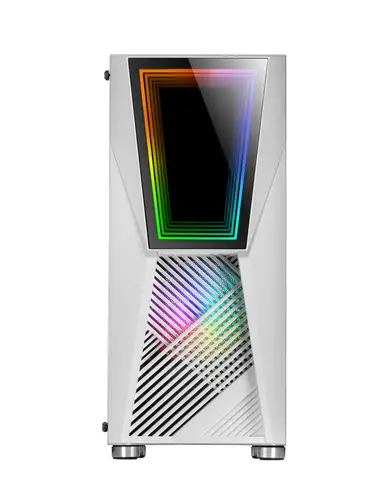 MC777W, Caja PC Gaming, Infinity Mirror ARGB, Cristal Templado, 2xVentilador Chroma ARGB, Blanco - Imagen 3