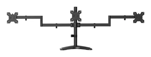 Soporte de mesa con peana eco giratorio e inclinable para 3 monitores 10kg (3 Pivotes, 2 Brazos) de 13-27, Negro - Imagen 2