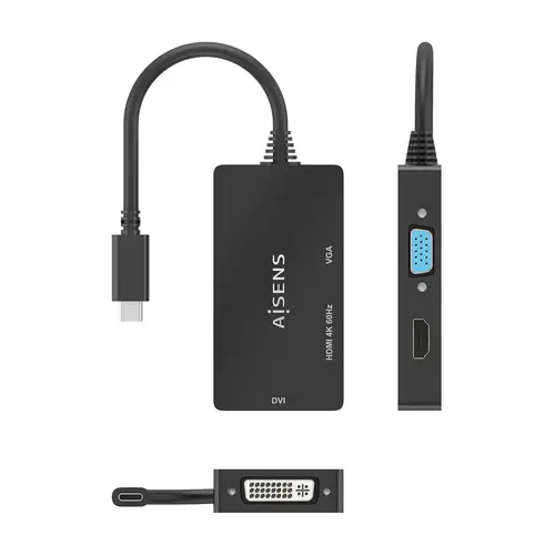 Conversor USB-C A DVI/HDMI/VGA, USB-C/M-DVI/H-HDMI/H-VGA/H, Negro, 15cm - Imagen 4