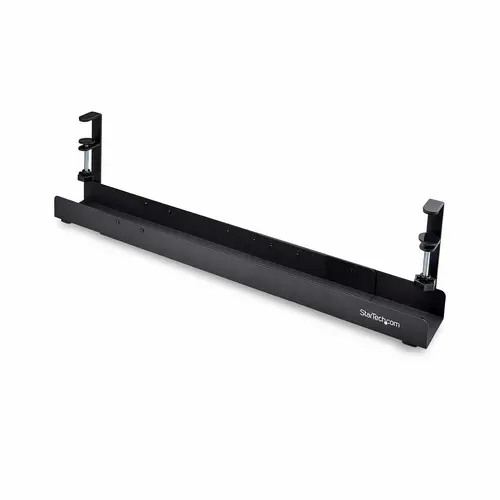 Bandeja Gestionador de Cables Negro - Soporte de Regleta - para Debajo del Escritorio - Ajustable en Longitud - Fijación con Mordaza - Instalación sin Perforaciónes - Negro - Imagen 1