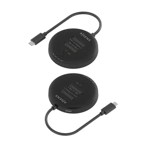 AISENS Estacion De Docking De Doble Bahia NVME a USB 3 2 Gen2x2  Clone  Negro - Imagen 4