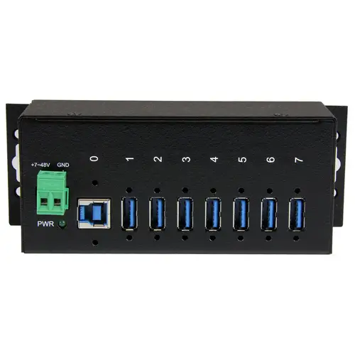 Hub Concentrador USB 3.0 de 7 Puertos - 5Gbps - Ladrón USB Industrial de Metal con Protección ESD y Protección de Picos de 350W - de Montaje en Carril DIN, Pared o Escritorio - TAA - Imagen 3