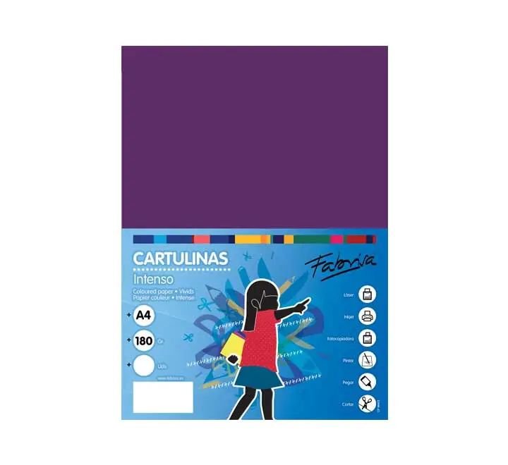 PAQ. 50H CARTULINA FABRISA 180GR A4 MORADO