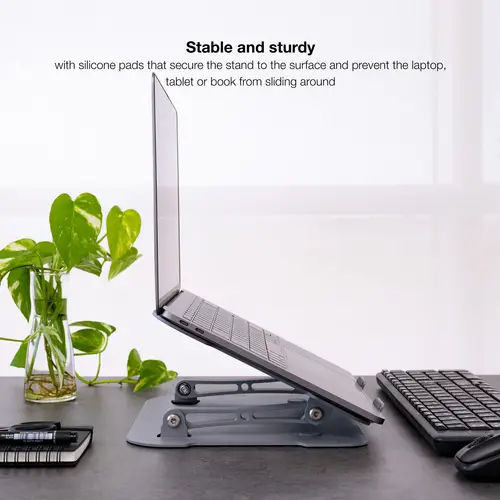 Soporte Elevador de Aluminio Ajustable Ergonómico para Portátiles, Gris - Imagen 6