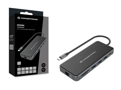 DONN15G base para portátil y replicador de puertos Alámbrico USB 3.2 Gen 1 (3.1 Gen 1) Type-C Gris - Imagen 2