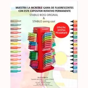 STABILO EXPOSITOR ROTATIVO PERMANENTE MARCADORES FLUORESCENTES C/..