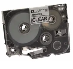 Black on Clear Gloss Laminated Tape, 12mm cinta para impresora de etiquetas TZ