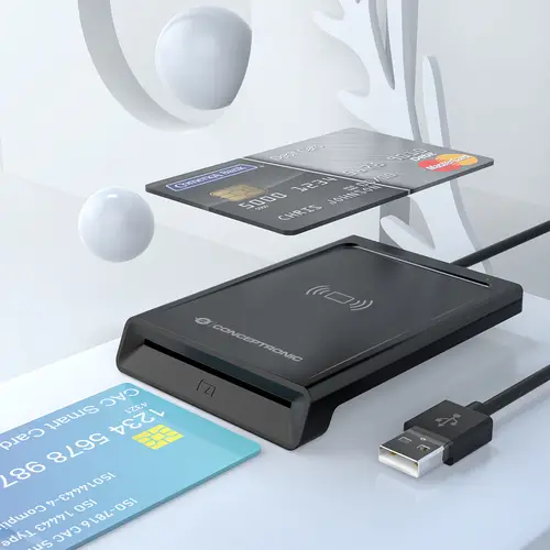 BIAN11B lector de tarjeta inteligente Interior USB USB 2.0 Negro - Imagen 3