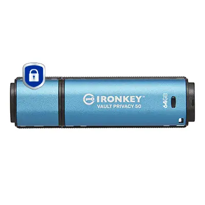 IronKey 64GB Vault Privacy 50 cifrado AES-256, FIPS 197