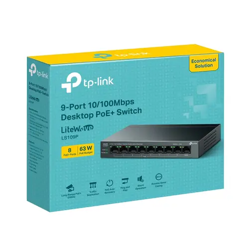 LiteWave LS109P switch No administrado Fast Ethernet (10/100) Energía sobre Ethernet (PoE) Negro - Imagen 4