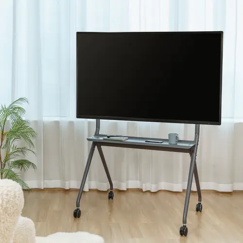 Soporte De Suelo Pro Con Rueda, 1 Bandeja Para Pantalla Interactiva/TV 120kg De 50-86, Negro - Imagen 8