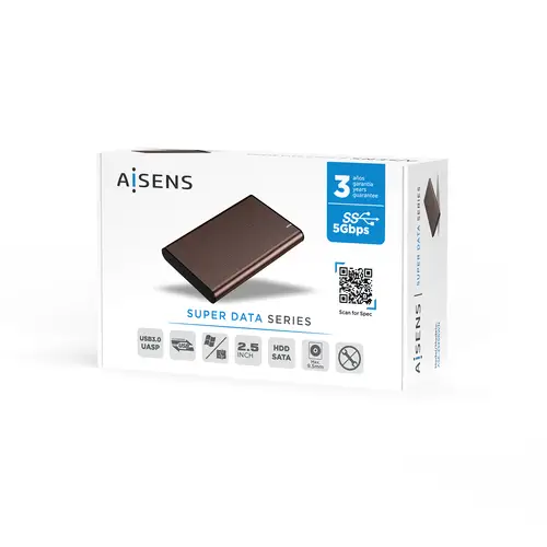 Caja Externa 2.5" ASE-2525BWN 9.5 mm SATA A USB 3.0/USB 3.1 Gen1, Marron - Imagen 7