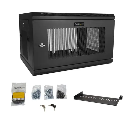 Armario Rack de Pared para Servidores 6U 19" 2 Columnas y Estante 1U - Rack de Servidores de Montaje en Pared - Rack Ventilado para Equipo de Red - Imagen 7