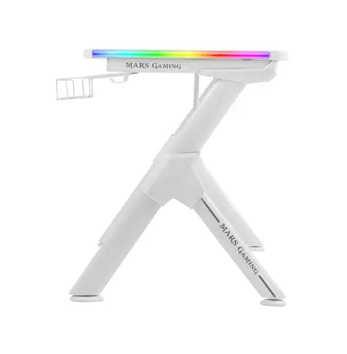 MGD140RGB, Mesa Ergonómica Gaming RGB, Soporte Auriculares y Bebida, Alfombrilla Ratón, 140x60cm, Blanco - Imagen 4