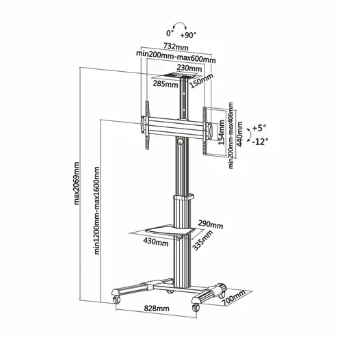 FT70TRE-037 soporte para pantalla de señalización 177,8 cm (70") Negro, Plata - Imagen 5