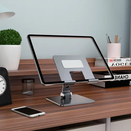 Soporte de Sobremesa Tamaño XXL Ajustable (2 Pivotes) para Movil / Tablet, Gris - Imagen 6