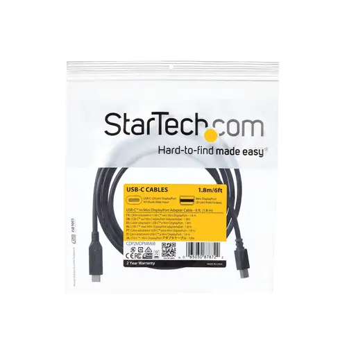 Cable 1,8m USB-C a Mini DisplayPort - 4K 60Hz - Black - Adaptador USB 3.1 Tipo C a mDP - Imagen 7