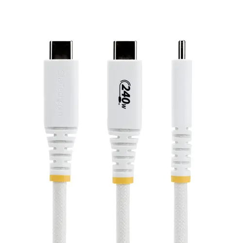 Cable de Carga USB-C Reforzado 1m - Cable Tipo C - PD 240W EPR 5A - USB 2.0 para Portátil - Duradero y Ultraflexible - Blanco - Certificado USB-IF - Imagen 2