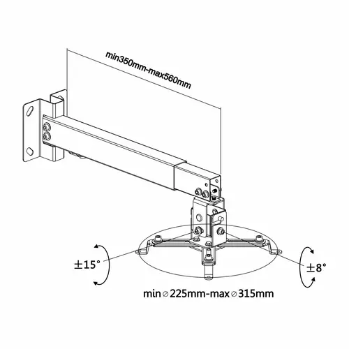 CWP01TSE-047 montaje para projector Pared/techo Negro - Imagen 7