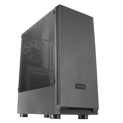 MCN2, Caja PC Gaming ATX, Ventana Lateral Completa, Rejilla Delantera, Diseño Cámara Dual, Ventilador Trasero 12cm, Negro - Imagen 1
