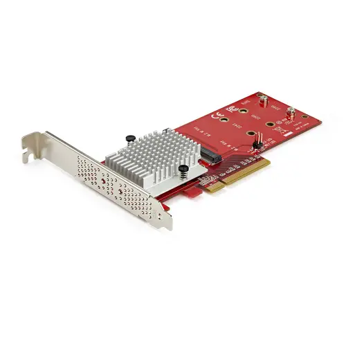 Tarjeta Adaptadora para 2 SSD M.2 PCIe SSD - Dos SSDs NVMe o AHCI M.2 SSD a x8/x16 PCI Express 3.0 - Compatible con PCIe M.2 NGFF (M-Key) - Admite 2242, 2260, 2280 - Mac y PC - Imagen 1