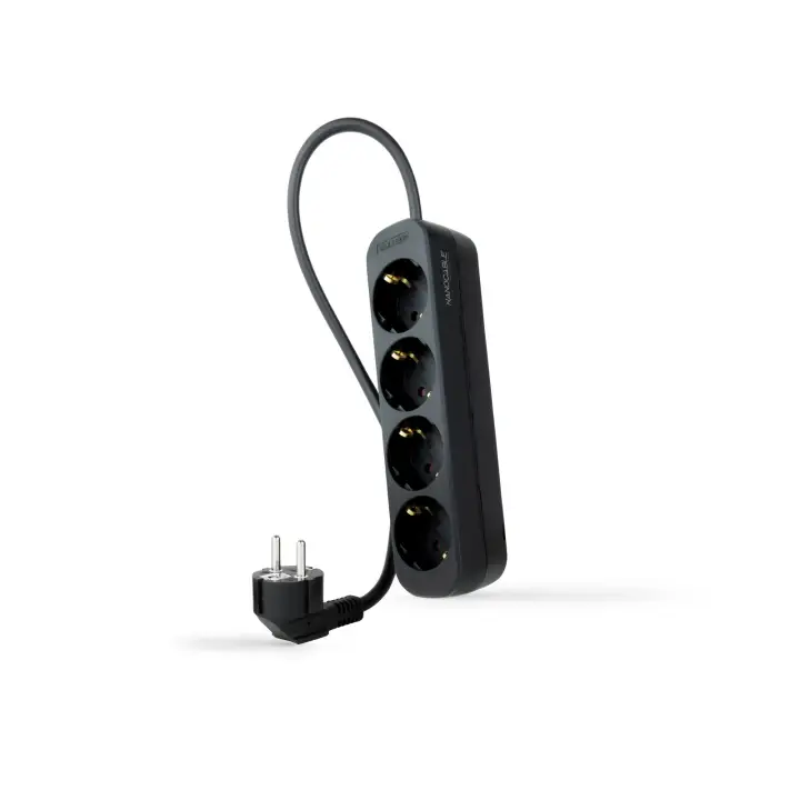 Regleta de Enchufes con 4 Tomas, 1.4 m, Negro