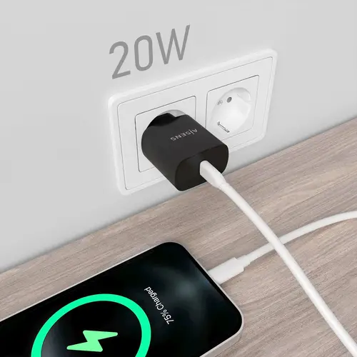 Cargador USB-C PD3.0 1 Puerto 1xUSB-C 20W, Negro - Imagen 5