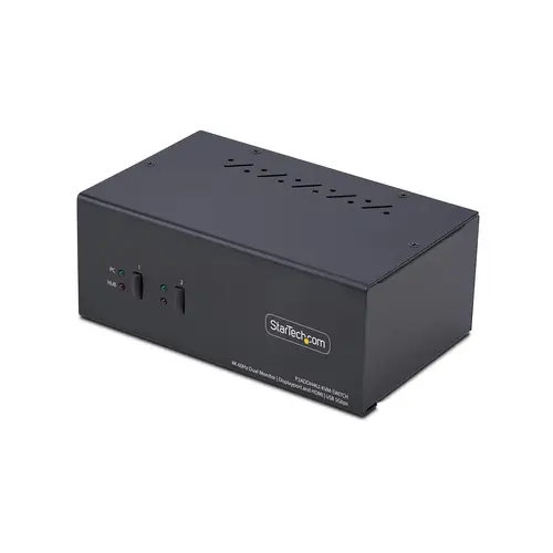 Switch KVM de 2 Puertos DisplayPort HDMI - Conmutador KVM de Dos Monitores - Hub Ladrón USB 2 Puertos 5Gbps - 2 Puertos USB HID - Teclas de Acceso Rápido - TAA - Imagen 1