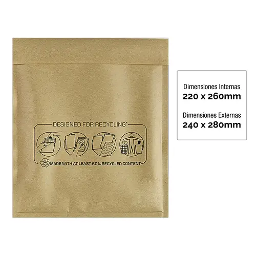 Bolsa Burbujas Acolchada Bankers Box Nº 15 (220x260) Pack 10 Uds - Imagen 2