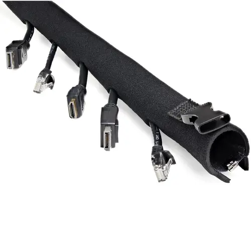 Manga de 1m de Neopreno con Cremallera para Gestión de Cableado - con 3cm de Diámetro - para Administración de Cables de Redes o AV - Envoltura Flexible para Organizar Cableado - Negro - Imagen 3