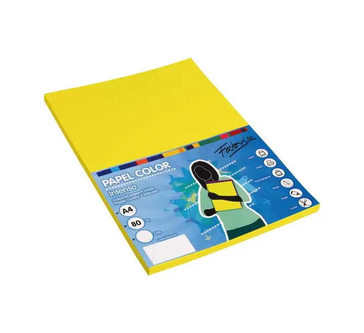 PAQ. 100H PAPEL FABRISA 80GR A4 AMARILLO FUERTE
