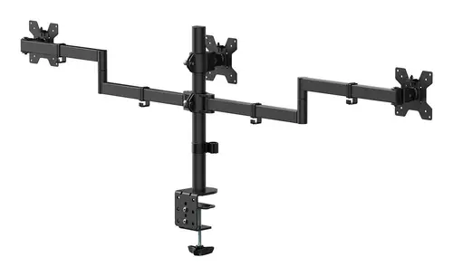 Soporte de mesa eco giratorio e inclinable para 3 monitores 10kg (3 Pivotes, 2 Brazos) de 13-27, Negro - Imagen 3