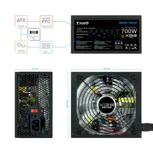 TQXGEII-700SAP unidad de fuente de alimentación 700 W 20+4 pin ATX ATX Negro - Imagen 4