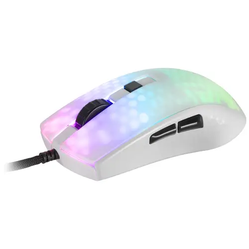 MMRW, Ratón Gaming RGB Chroma, Estructura Translúcida Ultra-ligera 58 g, 12800 DPI, Switches Mecánicos HUANO, Blanco - Imagen 2