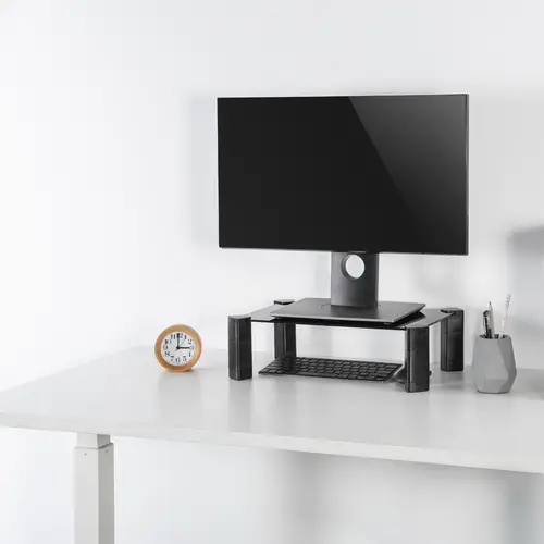 Soporte Elevador Cristal para Monitor/Portátil, Negro - Imagen 3