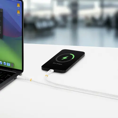 Cable de Carga USB-C Reforzado 3m - Cable Tipo C - PD 240W EPR 5A - USB 2.0 para Portátil - Duradero y Ultraflexible - Blanco - Certificado USB-IF - Imagen 7