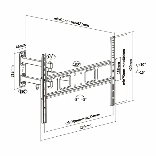 WT70TSLE-021 soporte para TV 177,8 cm (70") Negro - Imagen 7