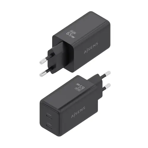 Cargador GaN 65W, 2xUSB-C PD3.0 QC4.0, Negro - Imagen 3