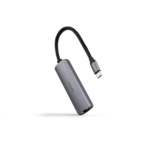 Adaptador USB-C 3.1 a RJ45, con PD 100W, USB-C/M, Aluminio, Color Gris, 18 cm - Imagen 1