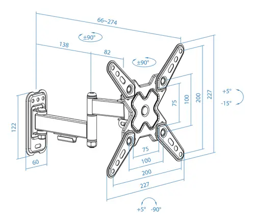 Soporte de Pared para Pantallas 13"-43", Negro - Imagen 4