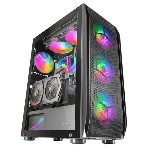 MC-KX, Torre Gaming Premium E-ATX, Sistema CPU Freezer, 5 Ventiladores ARGB Ultra-silenciosos, Controladora ARGB y Mando RF, Frontal Mesh, Negro - Imagen 5
