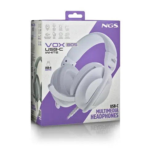 VOX805 USB-C WHITE Auriculares Alámbrico Diadema Llamadas/Música USB Tipo C Blanco - Imagen 6