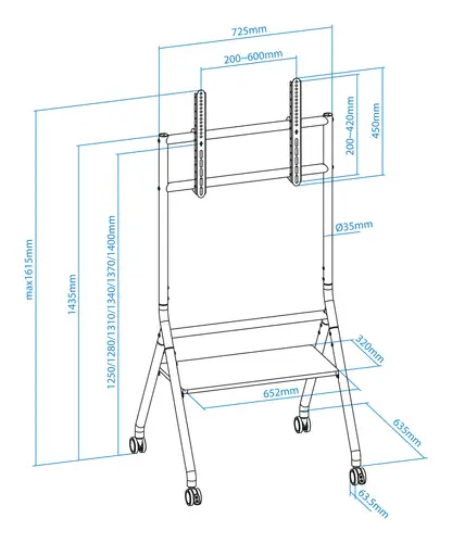 iDREAMS Soporte de Suelo con Ruedas para Pantalla 37"-86", Negro - Imagen 9