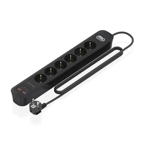 Regleta de Enchufes Multifuncion con 6 Tomas + Cargador PD3.0 20W 2xUSB-C, 2xUSB-A, 1.4m, Negro - Imagen 1