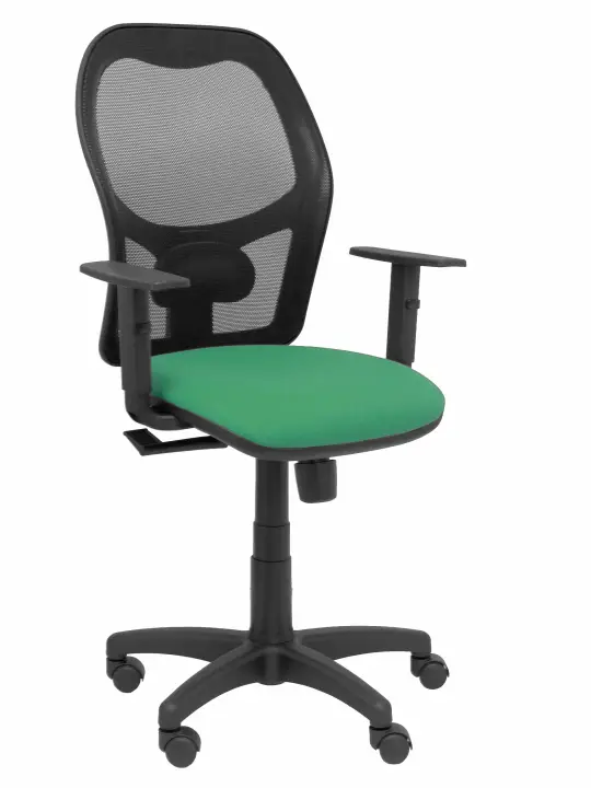 Silla Alocén malla negra asiento bali verde brazos regulables